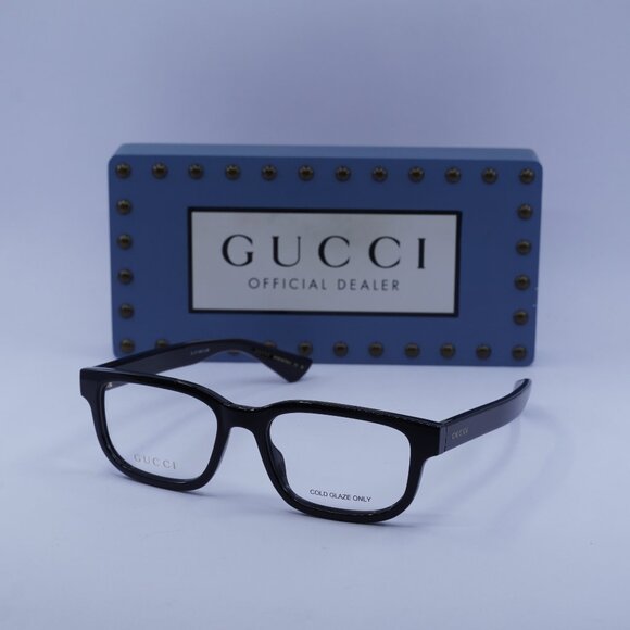 Gucci GG1584O 001 Square Eyeglasses - Shiny Black 53mm - Picture 1 of 10